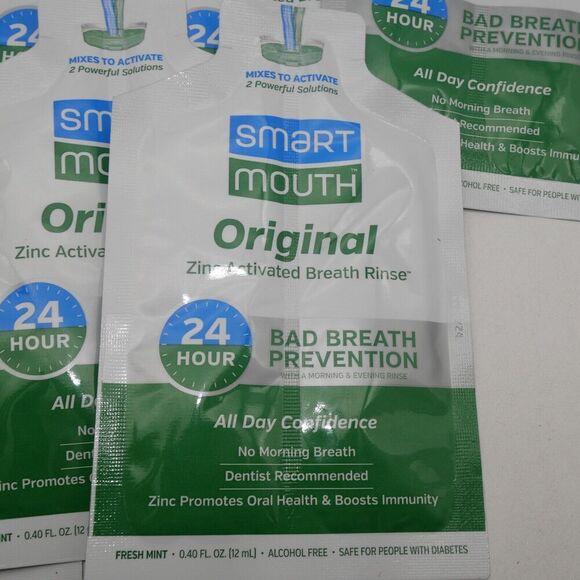 Lot of 21 SmartMouth Original Activated Breath Rinse Travel Packs Mint Exp. 7/24 - Picture 2 of 4
